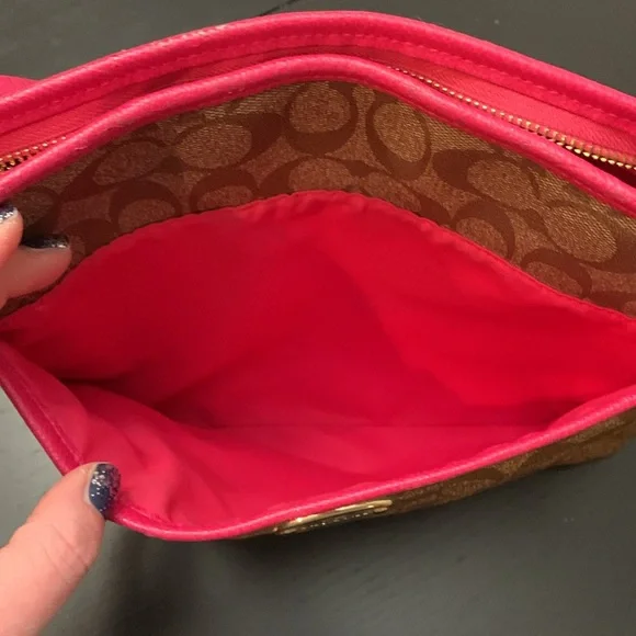 Coach F34938 signature file crossbody brown/khaki/pink and gold metal - Picture 3 of 9